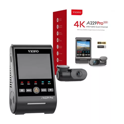 VIOFO A229 PRO 2CH autós menetrögzítő kamera 4K + 2K WiFi, GPS (fekete)