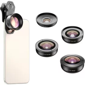   Apexel 5in1 Macro/ Wide-Angle/ Telefotó/ Fisheye Mobil Objektív Kit -Okostelefon Smartphone 5in1 Lens Kit (HB5 2.0)