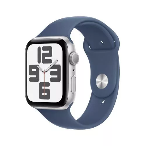 Apple Watch SE (2024) GPS 44mm Alu tok, Denim Sport szíj M/L (ezüst)