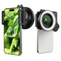 Apexel ZM100FL26 10-20x zoom makró okostelefon objektív LED gyűrűvel