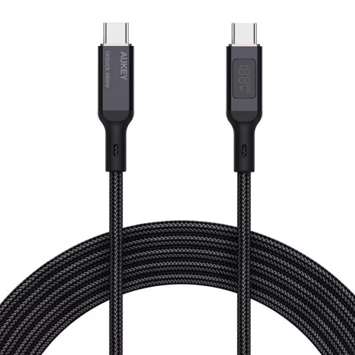 Aukey 100W USB-C Kábel, 1.8m, (Fekete) (CB-MCC102)