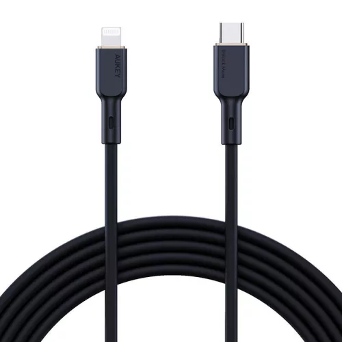Aukey 27W USB-C Lightning Kábel, - 1m, (Fekete) (CB-SCL1 Black)