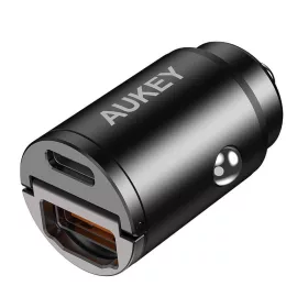   Aukey Autós Töltő, 1xUSB-A, 1xUSB-C, 30W, (Fekete) (CC-A3-Black)
