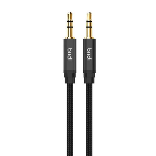 Budi AUX mini jack 3.5mm–mini jack 3.5mm kábel, 1m (Fekete)