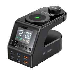   BlitzWolf BW-FW10 ébresztőóra töltővel 2xUSB-A 4xUSB-C 240W