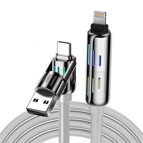 BlitzWolf 4in1 USB-C/Lightning RGB Kábel 1.2m 240W (BW-HDC6 Grey)