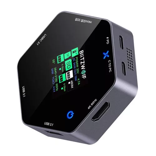 BlitzWolf 8in1 USB-C Dokkolóállomás 100W /LCD Kijelző(BW-TH16)