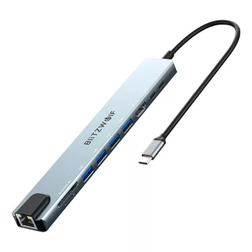BlitzWolf 10in1 USB-C Dokkolóállomás (Ezüst) (BW-TH5)