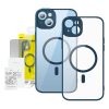 Baseus Frame iPhone 14 Átlátszó mágneses tok és üvegfólia (kék)