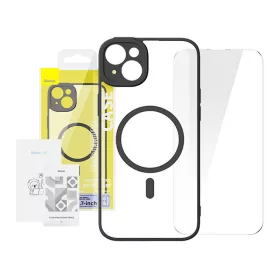  Baseus Frame iPhone 14 Plus Átlátszó mágneses tok és üvegfólia (fekete)