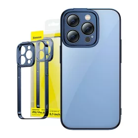   Baseus Glitter iPhone 14 Pro Max Átlátszó tok és üvegfólia (kék)