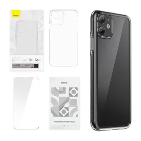   Baseus Crystal Series tok iPhone 11 (átlátszó), edzett üvegfólia + tisztító készlet