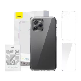   Baseus Crystal Series tok iPhone 11 Pro (átlátszó), edzett üvegfólia + tisztító készlet