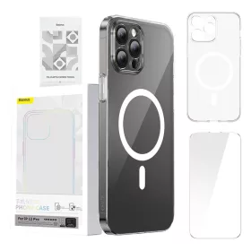   Baseus Magnetic Crystal Clear védőtok iPhone 12 Pro (átlátszó), edzett üvegfólia + tisztítókészlet