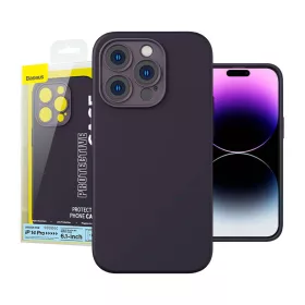   Baseus Liquid Silica iPhone 14 Pro Tok, üvegfólia és tisztító készlet (sötétlila)