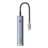 Baseus Ultra Joy Series 5 az 1-ben USB-C hub/adapter - HDMI, 2x USB 3.0, PD, RJ45 - szürke