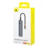 Baseus Ultra Joy Series 5 az 1-ben USB-C hub/adapter - HDMI, 2x USB 3.0, PD, RJ45 - szürke