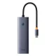 Baseus UltraJoy 6 az 1-ben USB-C hub/adapter - HDMI, 3x USB 3.0, PD, RJ45 - szürke