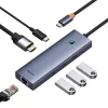 Baseus UltraJoy 6 az 1-ben USB-C hub/adapter - HDMI, 3x USB 3.0, PD, RJ45 - szürke
