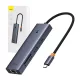 Baseus UltraJoy 7 portos USB-C hub/adapter - HDMI, 2x USB 3.0, PD, RJ45, SD/TF - szürke