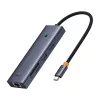 Baseus UltraJoy 7 portos USB-C hub/adapter - HDMI, 2x USB 3.0, PD, RJ45, SD/TF - szürke