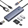 Baseus UltraJoy 7 portos USB-C hub/adapter - HDMI, 2x USB 3.0, PD, RJ45, SD/TF - szürke