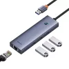Baseus UltraJoy 4 az 1-ben USB-C hub/adapter - USB 3.0, RJ45 - űrszürke