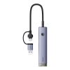 Baseus UltraJoy 4 az 1-ben hub USB-A&USB-C 3xUSB3.0+USB-C+RJ45 (szürke)