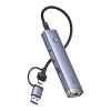 Baseus UltraJoy 4 az 1-ben hub USB-A&USB-C 3xUSB3.0+USB-C+RJ45 (szürke)