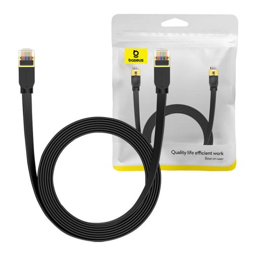 Baseus Cat 7 UTP Ethernet RJ45 lapos kábel, 5m (fekete)
