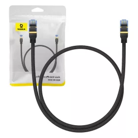   Baseus fonott hálózati kábel Cat.7, Ethernet RJ45, 10Gbps, 0,5m (fekete)