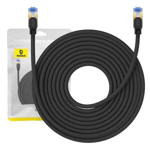 Baseus fonott hálózati kábel Cat.7, Ethernet RJ45, 10Gbps, 15m (Fekete)