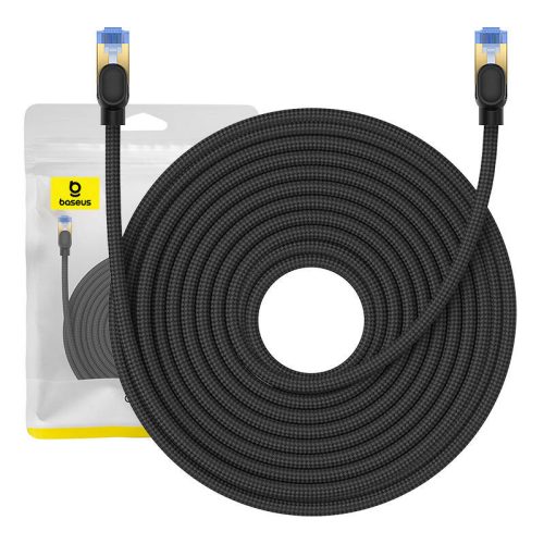 Baseus fonott hálózati kábel Cat.7, Ethernet RJ45, 10Gbps, 20m (Fekete)