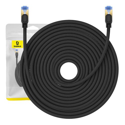 Baseus fonott hálózati kábel Cat.7, Ethernet RJ45, 10Gbps, 25m (Fekete)