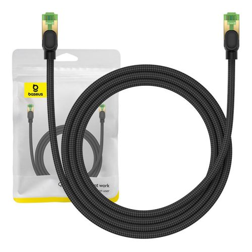 Baseus fonott hálózati kábel Cat.8, Ethernet RJ45, 40Gbps, 1,5m (fekete)