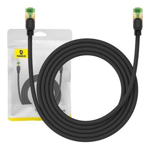 Baseus fonott hálózati kábel Cat.8, Ethernet RJ45, 40Gbps, 2m (fekete)
