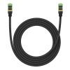 Baseus fonott hálózati kábel Cat.8, Ethernet RJ45, 40Gbps, 2m (fekete)