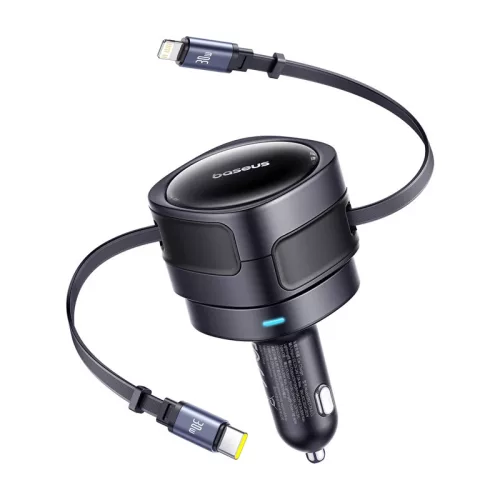 Baseus 60W Autós Töltő USB-C És Lightning Csatlakozó (Fekete) (C00035507121-00)