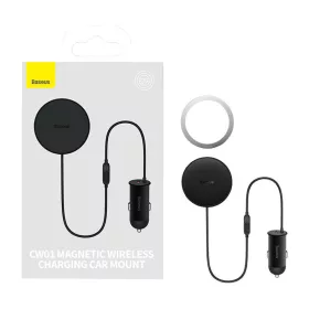   Baseus CW01 Mágneses autós telefontartó szellőzőrácsra autós töltővel, USB-A, 15W + 25W (fekete)