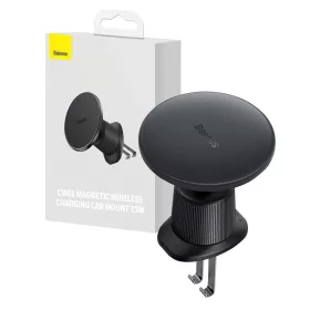   Baseus Magnetic Autós telefontartó, vezeték nélküli töltéssel, CW01 (fekete)