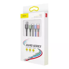   Baseus kábel Fast 4 az 1-ben Lightning(2) + Type-C + Micro 3.5A 1,2m (Fekete)
