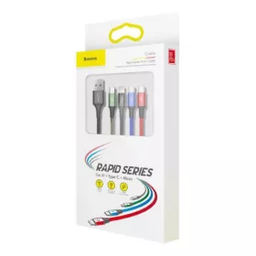   Baseus Fast 4in1 kábel - Lightning + Type-C(2) + Micro 3.5A 1.2m  (Fekete)