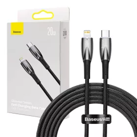   Baseus Glimmer USB-C - Lightning töltőkábel, 20W, 2m (fekete)
