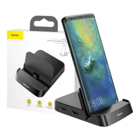   Baseus Mate Dokkoló állomás, Huawei és Samsung okostelefonokhoz, HUB USB-C, 15 W (fekete)