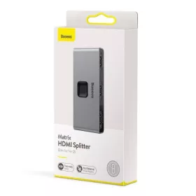   Baseus Matrix HDMI Switcher - 2 irányú HDMI kapcsoló (Sötét szürke)