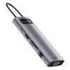 Baseus Metal Gleam Series 9 az 1-ben hub, USB-C - 3x USB 3.0 + HDMI + USB-C PD + Ethernet RJ45 + microSD / SD + VGA (szürke)