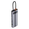 Baseus Metal Gleam Series 9 az 1-ben hub, USB-C - 3x USB 3.0 + HDMI + USB-C PD + Ethernet RJ45 + microSD / SD + VGA (szürke)