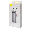 Baseus Metal Gleam Series 9 az 1-ben hub, USB-C - 3x USB 3.0 + HDMI + USB-C PD + Ethernet RJ45 + microSD / SD + VGA (szürke)