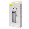 Baseus Metal Gleam Series 9 az 1-ben hub, USB-C - 3x USB 3.0 + HDMI + USB-C PD + Ethernet RJ45 + microSD / SD + VGA (szürke)