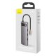 Baseus Metal Gleam 8 in1 Multifunkciónális USB-C HUB - USB-C PD 100W + HDMI 4K 30Hz + 3x USB 3.0 + RJ45 1Gbps + SD/MicroSD kártyaolvasó (Szürke)